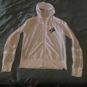 White Nike Mesh Full Zip Jacket